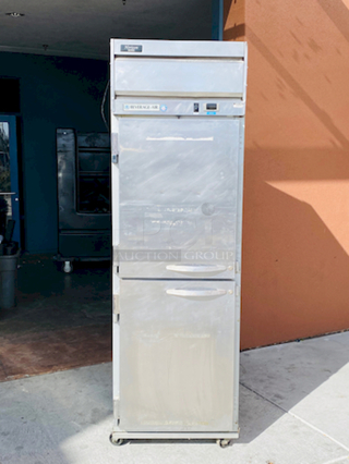 SWEET!! Beverage Air HF1-1HS-DEF-18 Horizon Series 26" Solid Half Door Reach-In Freezer with New Compressor. Tested Turns On and Gets Freezing. On Commercial Casters. 

115v, 60Hz, 1phase
26x32x83