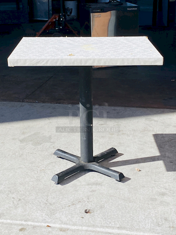 AWESOME!!! Wood Tables, 23-1/4x29-3/4.

The table and base are in perfect condition. The stapled-on vinyl cover is slightly damaged and can easily be replaced or covered with a table cloth.

23-3/4x29-3/4x30  - Image 4 of 6