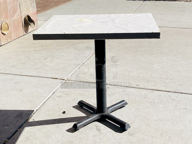 AWESOME!!! Wood Tables, 23-1/4x29-3/4.

The table and base are in perfect condition. The stapled-on vinyl cover is slightly damaged and can easily be replaced or covered with a table cloth.

23-3/4x29-3/4x30  - Image 1 of 5