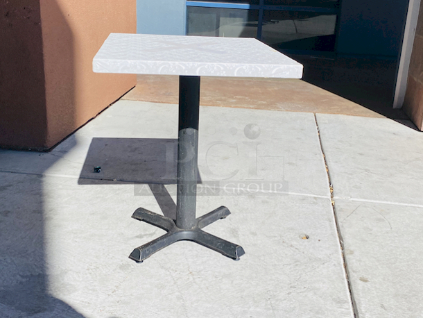 AWESOME!!! Wood Tables, 23-1/4x29-3/4.

The table and base are in perfect condition. The stapled-on vinyl cover is slightly damaged and can easily be replaced or covered with a table cloth.

23-3/4x29-3/4x30  - Image 4 of 5