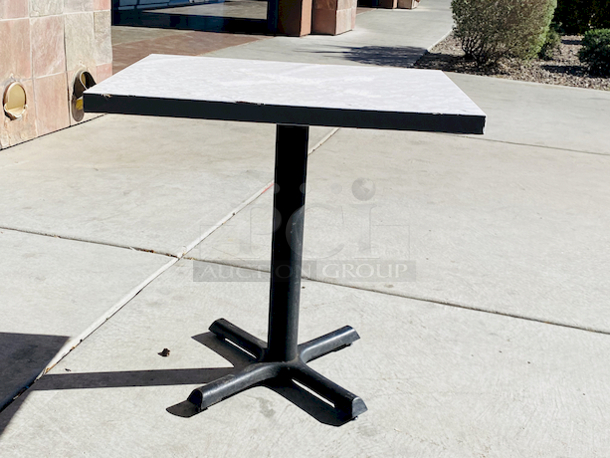 AWESOME!!! Wood Tables, 23-1/4x29-3/4.

The table and base are in perfect condition. The stapled-on vinyl cover is slightly damaged and can easily be replaced or covered with a table cloth.

23-3/4x29-3/4x30  - Image 5 of 5