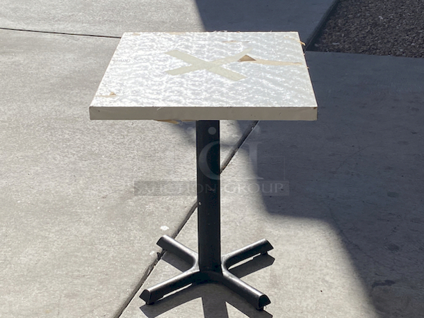 AWESOME!!! Wood Tables, 23-1/4x29-3/4.

The table and base are in perfect condition. The stapled-on vinyl cover is slightly damaged and can easily be replaced or covered with a table cloth.

23-3/4x29-3/4x30  - Image 3 of 6
