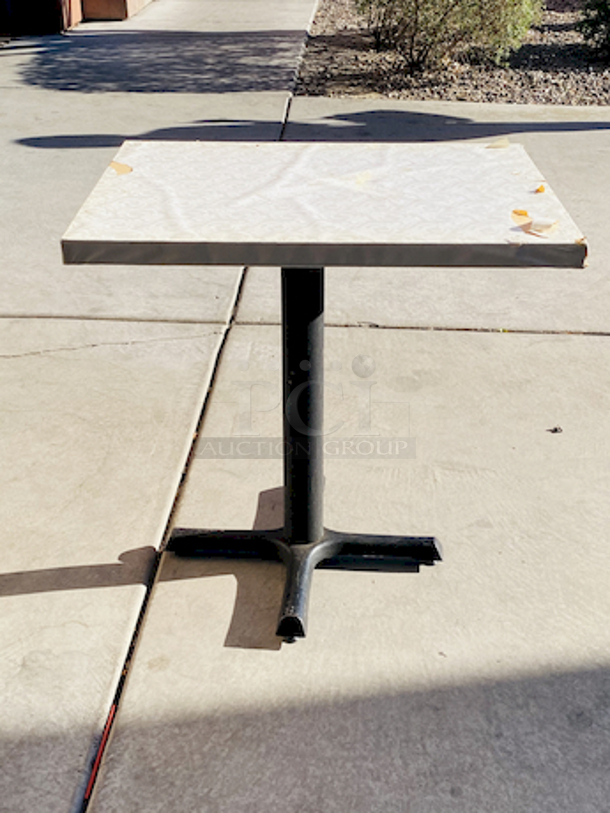AWESOME!!! Wood Tables, 23-1/4x29-3/4.

The table and base are in perfect condition. The stapled-on vinyl cover is slightly damaged and can easily be replaced or covered with a table cloth.

23-3/4x29-3/4x30  - Image 4 of 6