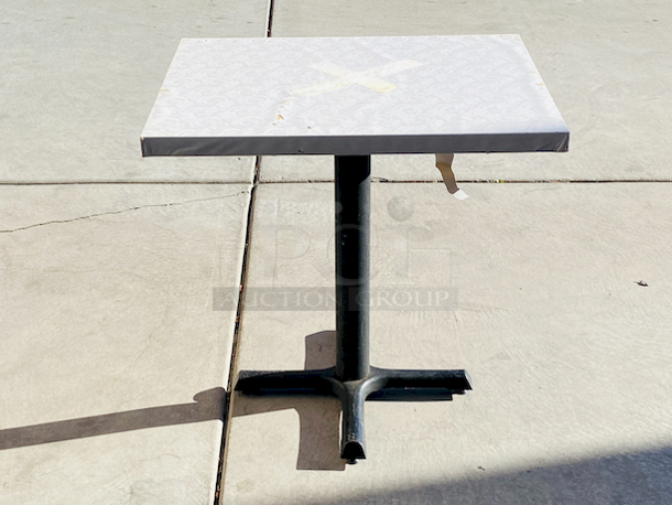 AWESOME!!! Wood Tables, 23-1/4x29-3/4.

The table and base are in perfect condition. The stapled-on vinyl cover is slightly damaged and can easily be replaced or covered with a table cloth.

23-3/4x29-3/4x30  - Image 3 of 5