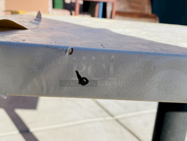 AWESOME!!! Wood Tables, 23-1/4x29-3/4.

The table and base are in perfect condition. The stapled-on vinyl cover is slightly damaged and can easily be replaced or covered with a table cloth.

23-3/4x29-3/4x30  - Image 5 of 6