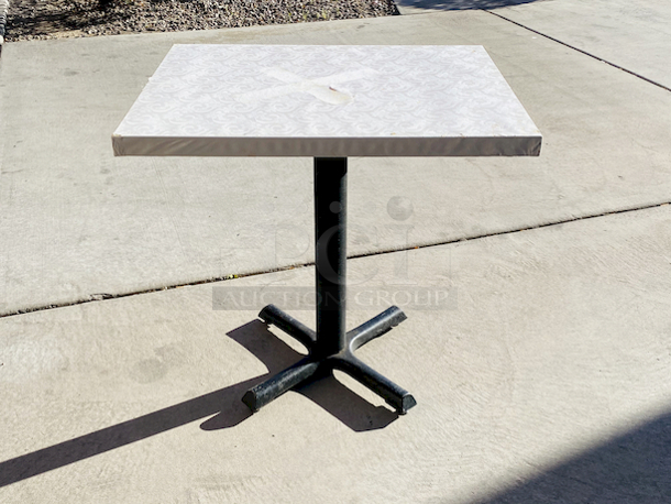 AWESOME!!! Wood Tables, 23-1/4x29-3/4.

The table and base are in perfect condition. The stapled-on vinyl cover is slightly damaged and can easily be replaced or covered with a table cloth.

23-3/4x29-3/4x30  - Image 1 of 6