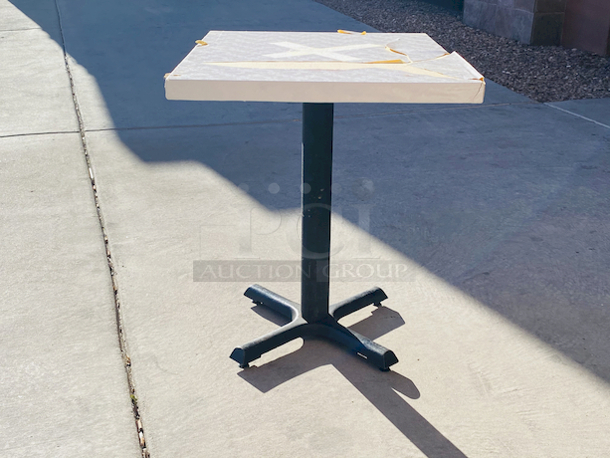 AWESOME!!! Wood Tables, 23-1/4x29-3/4.

The table and base are in perfect condition. The stapled-on vinyl cover is slightly damaged and can easily be replaced or covered with a table cloth.

23-3/4x29-3/4x30  - Image 3 of 5