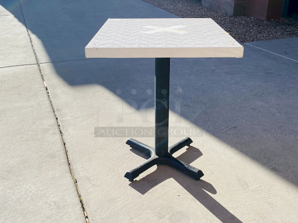 AWESOME!!! Wood Tables, 23-1/4x29-3/4.

The table and base are in perfect condition. The stapled-on vinyl cover is slightly damaged and can easily be replaced or covered with a table cloth.

23-3/4x29-3/4x30  - Image 3 of 5