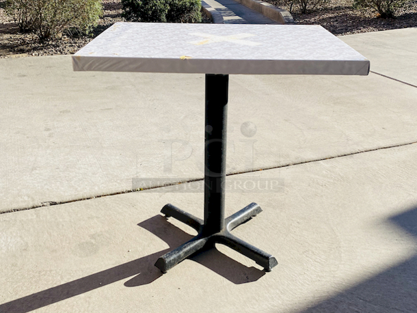 AWESOME!!! Wood Tables, 23-1/4x29-3/4.

The table and base are in perfect condition. The stapled-on vinyl cover is slightly damaged and can easily be replaced or covered with a table cloth.

23-3/4x29-3/4x30  - Image 4 of 5