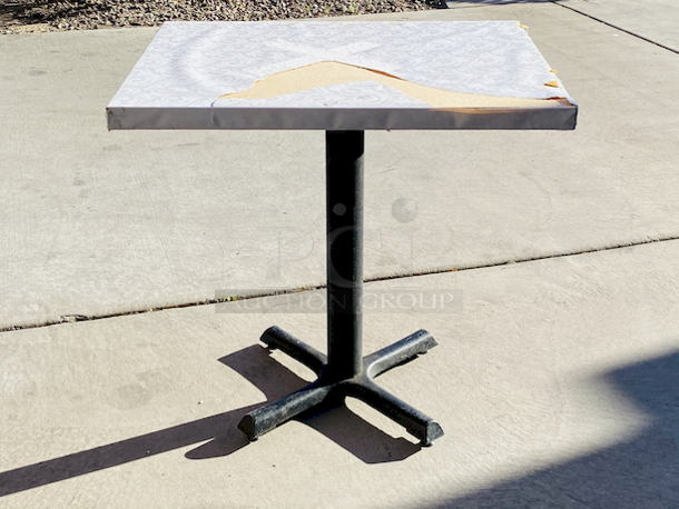 AWESOME!!! Wood Tables, 23-1/4x29-3/4.

The table and base are in perfect condition. The stapled-on vinyl cover is slightly damaged and can easily be replaced or covered with a table cloth.

23-3/4x29-3/4x30  - Image 4 of 7