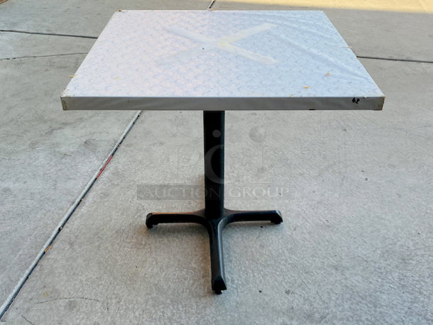 AWESOME!!! Wood Tables, 31-3/4x29-3/4.

The table and base are in perfect condition. The stapled-on vinyl cover is slightly damaged and can easily be replaced or covered with a table cloth.

23-3/4x29-3/4x30  - Image 4 of 5