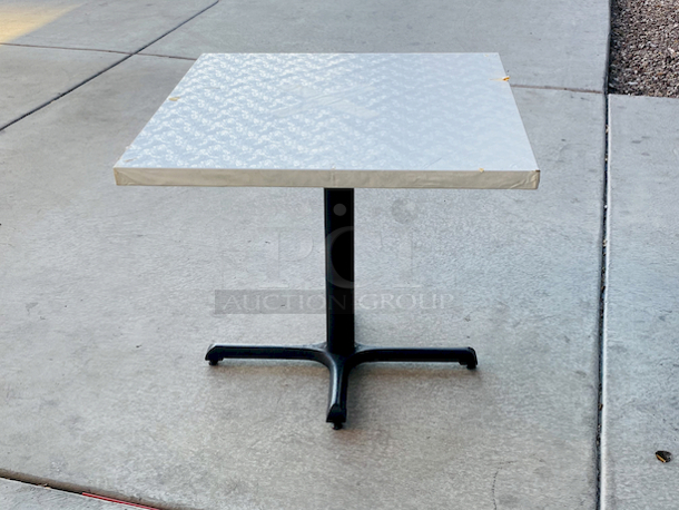 AWESOME!!! Wood Tables, 31-3/4x29-3/4.

The table and base are in perfect condition. The stapled-on vinyl cover is slightly damaged and can easily be replaced or covered with a table cloth.

23-3/4x29-3/4x30  - Image 3 of 5