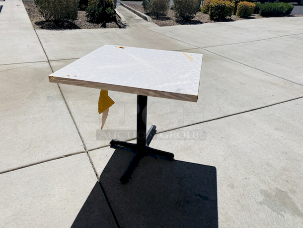 AWESOME!!! Wood Tables, 31-3/4x29-3/4.

The table and base are in perfect condition. The stapled-on vinyl cover is slightly damaged and can easily be replaced or covered with a table cloth.

23-3/4x29-3/4x30  - Image 4 of 5