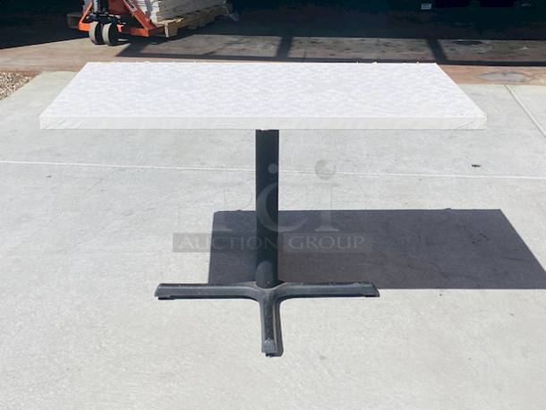 AWESOME!!! Wood Tables, 48x31.

The table and base are in perfect condition. The stapled-on vinyl cover is slightly damaged and can easily be replaced or covered with a table cloth.

23-3/4x29-3/4x30  - Image 3 of 5