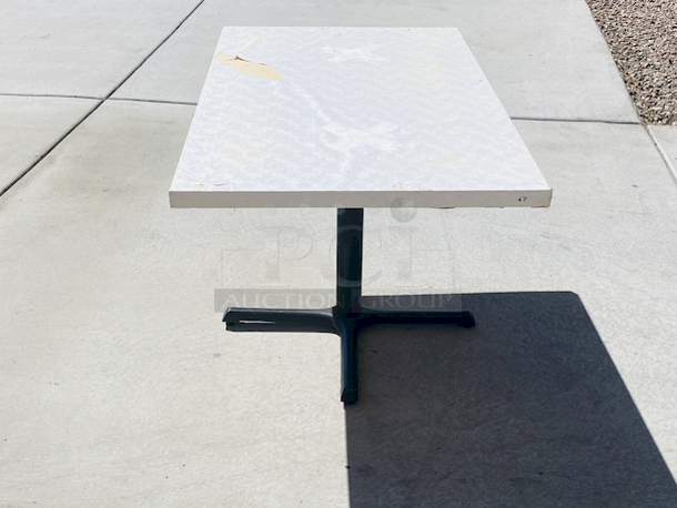 AWESOME!!! Wood Tables, 48x31.

The table and base are in perfect condition. The stapled-on vinyl cover is slightly damaged and can easily be replaced or covered with a table cloth.

23-3/4x29-3/4x30  - Image 4 of 5