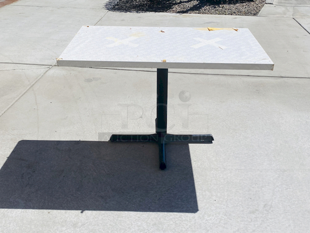 AWESOME!!! Wood Tables, 48x31.

The table and base are in perfect condition. The stapled-on vinyl cover is slightly damaged and can easily be replaced or covered with a table cloth.

23-3/4x29-3/4x30  - Image 1 of 5