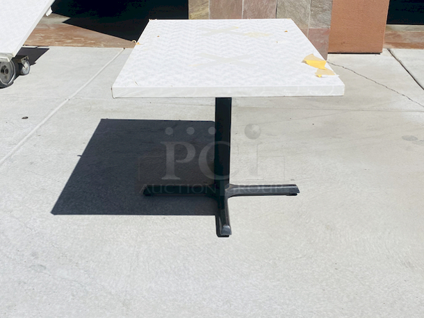 AWESOME!!! Wood Tables, 48x31.

The table and base are in perfect condition. The stapled-on vinyl cover is slightly damaged and can easily be replaced or covered with a table cloth.

23-3/4x29-3/4x30  - Image 2 of 5