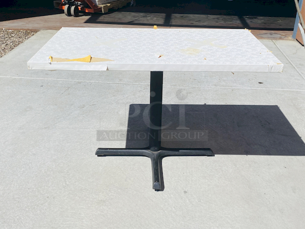 AWESOME!!! Wood Tables, 48x31.

The table and base are in perfect condition. The stapled-on vinyl cover is slightly damaged and can easily be replaced or covered with a table cloth.

23-3/4x29-3/4x30  - Image 3 of 5