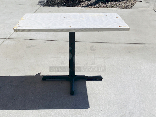 AWESOME!!! Wood Tables, 48x31.

The table and base are in perfect condition. The stapled-on vinyl cover is slightly damaged and can easily be replaced or covered with a table cloth.

23-3/4x29-3/4x30 