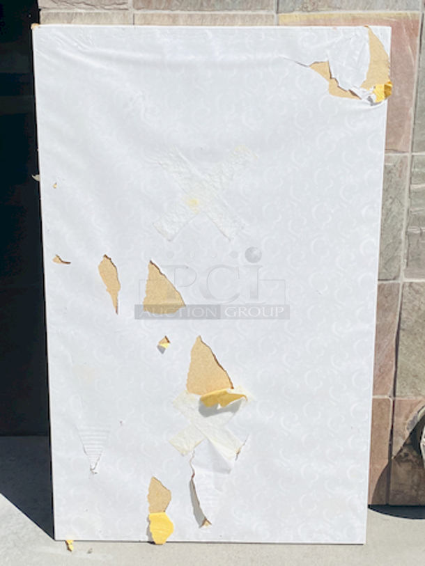 AWESOME!!! Wood Tables, 48x31.

The table and base are in perfect condition. The stapled-on vinyl cover is slightly damaged and can easily be replaced or covered with a table cloth.

23-3/4x29-3/4x30  - Image 5 of 5