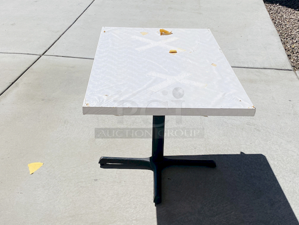 AWESOME!!! Wood Tables, 31x48.

The table and base are in perfect condition. The stapled-on vinyl cover is slightly damaged and can easily be replaced or covered with a table cloth.

23-3/4x29-3/4x30  - Image 4 of 5