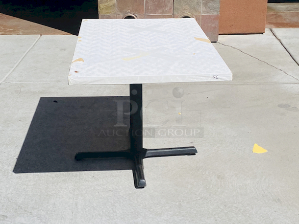 AWESOME!!! Wood Tables, 31x48.

The table and base are in perfect condition. The stapled-on vinyl cover is slightly damaged and can easily be replaced or covered with a table cloth.

23-3/4x29-3/4x30  - Image 2 of 5