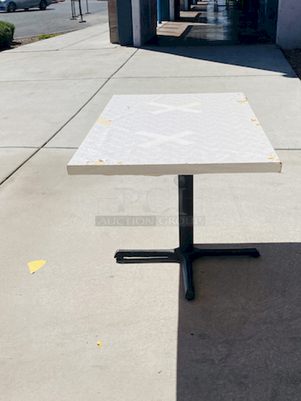 AWESOME!!! Wood Tables, 31x48.

The table and base are in perfect condition. The stapled-on vinyl cover is slightly damaged and can easily be replaced or covered with a table cloth.

23-3/4x29-3/4x30  - Image 4 of 5