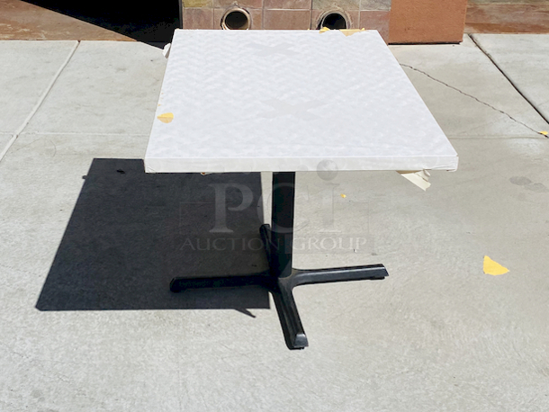 AWESOME!!! Wood Tables, 31x48.

The table and base are in perfect condition. The stapled-on vinyl cover is slightly damaged and can easily be replaced or covered with a table cloth.

23-3/4x29-3/4x30  - Image 2 of 5