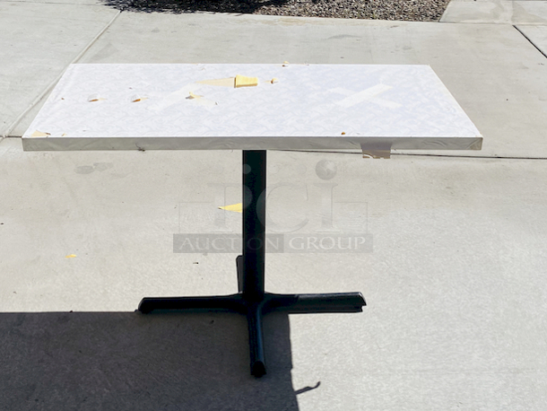 AWESOME!!! Wood Tables, 26-3/4x47-3/4.

The table and base are in perfect condition. The stapled-on vinyl cover is slightly damaged and can easily be replaced or covered with a table cloth.

23-3/4x29-3/4x30 