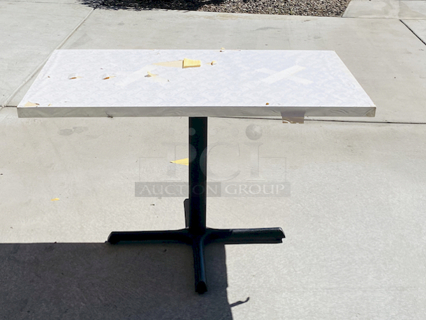 AWESOME!!! Wood Tables, 26-3/4x47-3/4.

The table and base are in perfect condition. The stapled-on vinyl cover is slightly damaged and can easily be replaced or covered with a table cloth.

23-3/4x29-3/4x30 