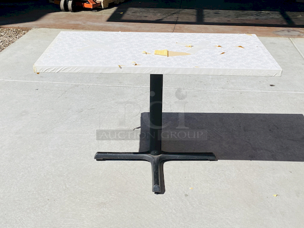 AWESOME!!! Wood Tables, 26-3/4x47-3/4.

The table and base are in perfect condition. The stapled-on vinyl cover is slightly damaged and can easily be replaced or covered with a table cloth.

23-3/4x29-3/4x30  - Image 3 of 5