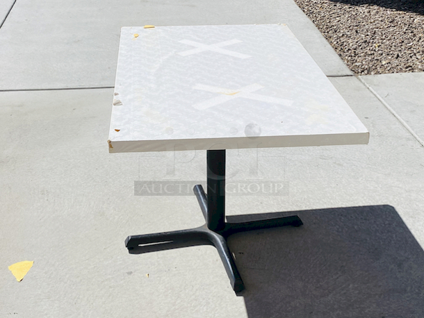AWESOME!!! Wood Tables, 31x48.

The table and base are in perfect condition. The stapled-on vinyl cover is slightly damaged and can easily be replaced or covered with a table cloth.

31x48x30 - Image 4 of 7