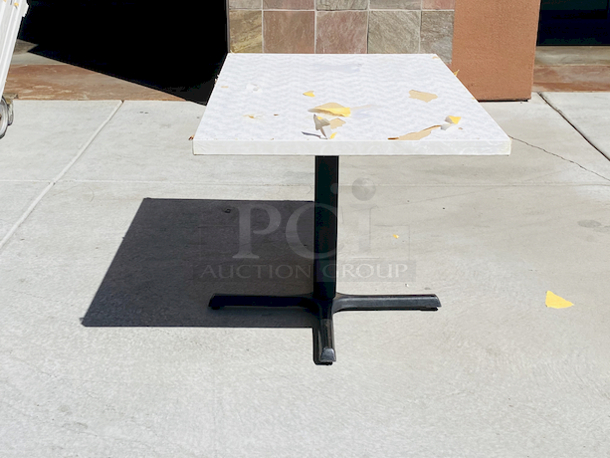 AWESOME!!! Wood Tables, 31x48.

The table and base are in perfect condition. The stapled-on vinyl cover is slightly damaged and can easily be replaced or covered with a table cloth.

31x48x30 - Image 2 of 5
