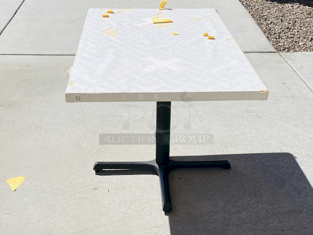 AWESOME!!! Wood Tables, 31x48.

The table and base are in perfect condition. The stapled-on vinyl cover is slightly damaged and can easily be replaced or covered with a table cloth.

31x48x30 - Image 5 of 6