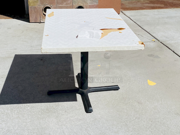 AWESOME!!! Wood Tables, 31x48.

The table and base are in perfect condition. The stapled-on vinyl cover is slightly damaged and can easily be replaced or covered with a table cloth.

31x48x30 - Image 2 of 5