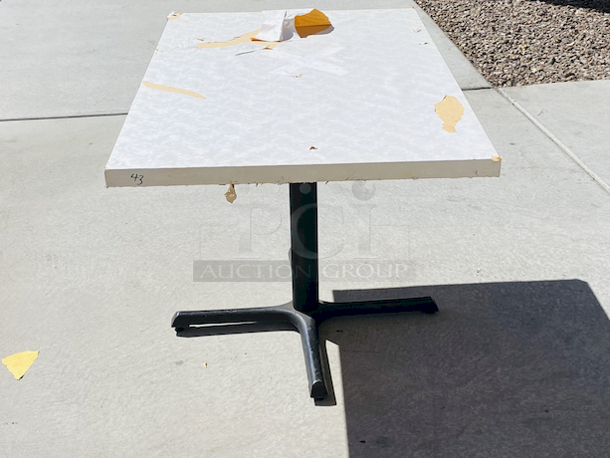AWESOME!!! Wood Tables, 31x48.

The table and base are in perfect condition. The stapled-on vinyl cover is slightly damaged and can easily be replaced or covered with a table cloth.

31x48x30 - Image 4 of 5