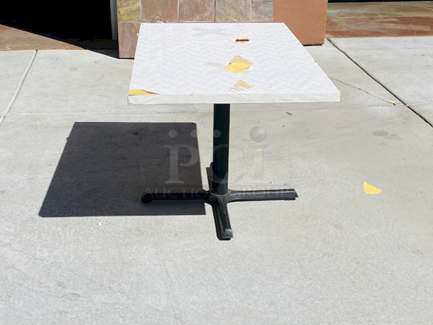 AWESOME!!! Wood Tables, 31x48.

The table and base are in perfect condition. The stapled-on vinyl cover is slightly damaged and can easily be replaced or covered with a table cloth.

31x48x30 - Image 2 of 5