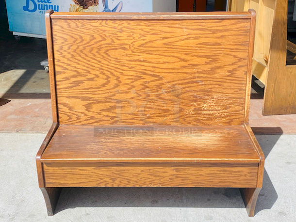 Solid and Sturdy! Double Wood Booth. Wood Seat and Wood Back.

47-1/2x45x44 - Image 1 of 4