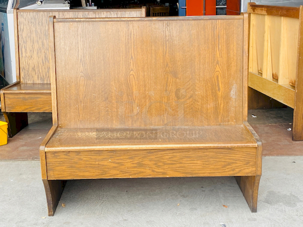 Solid and Sturdy! Double Wood Booth. Wood Seat and Wood Back.

47-1/2x45x44 - Image 1 of 6