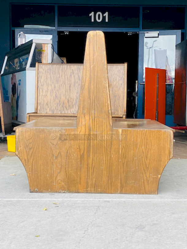 Solid and Sturdy! Double Wood Booth. Wood Seat and Wood Back.

47-1/2x45x44 - Image 5 of 6