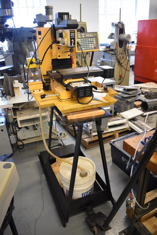 WOW! Dyna Myte Model 2400 Metal Commercial Countertop Vertical Milling Machine on Metal Cart w/ Additional Pieces. 30x34x28, Cart: 22x50x55 (Midtown 1: Room 122) - Image 1 of 12