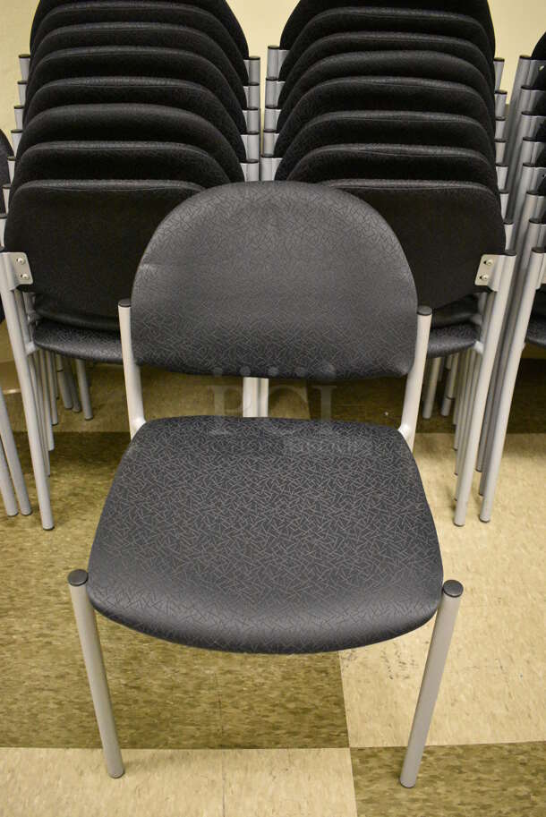 8 Black and Gray Stackable Chairs. Stock Picture Used. 19x18x32. 8 Times Your Bid! (Midtown 2: Room 105) - Image 1 of 9