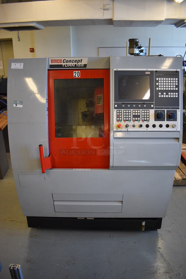 FANTASTIC! Emco Concept Turn 155 GE Fanuc Series 21 Metal Commercial Floor Style Lathe w/ Dongan Transformer. 400 Volts, 3 Phase. 56x47x70, 32x18x27 (Midtown 1: Room 122)