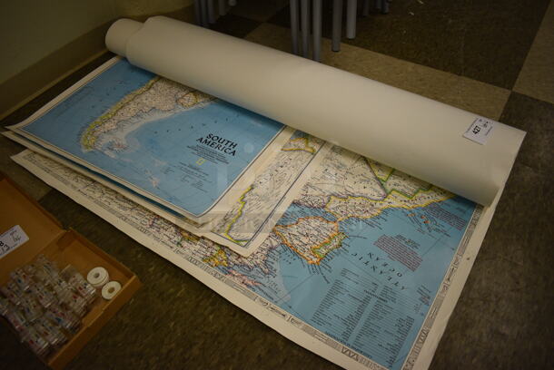 ALL ONE MONEY! Lot of 4 Various Maps; South America, Europe, Europe and Africa. (Midtown 2: Room 105)