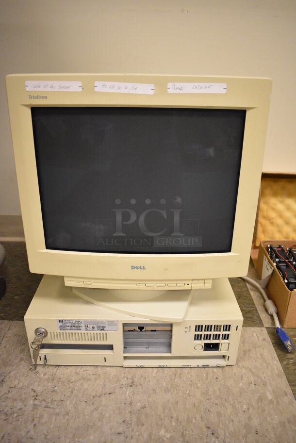 Dell Trinitron 16" Computer Monitor on Hewlett Packard Vectra Computer Tower. 17x17x21.5. (Midtown 2: Room 105) - Image 1 of 7