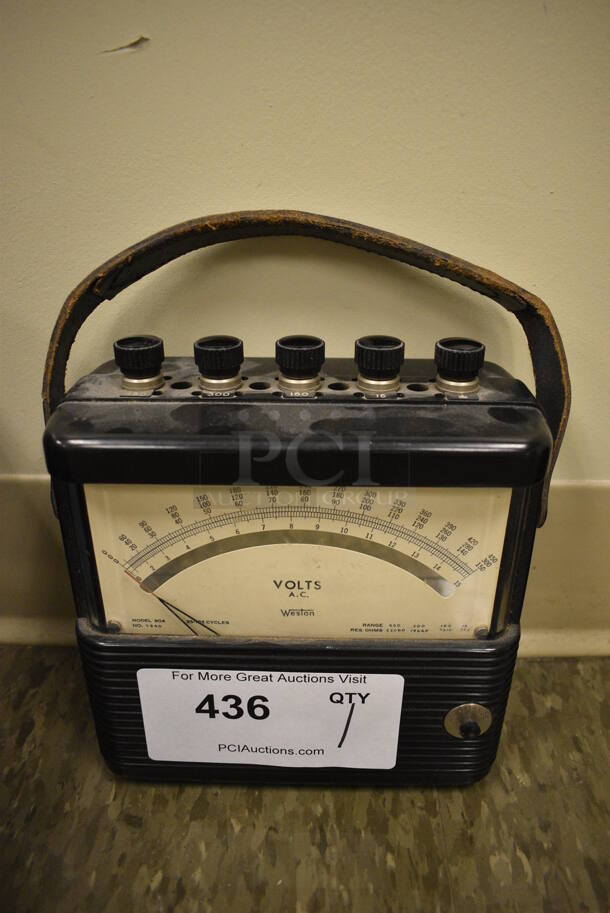 Weston Metal Voltmeter. 7x3.5x7. (Midtown 2: Room 105)