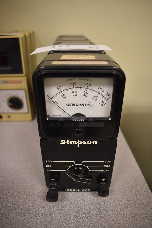5 Simpson Model 374 Metal Amp Meter. 3x3x6. 5 Times Your Bid! (Midtown 2: Room 105)