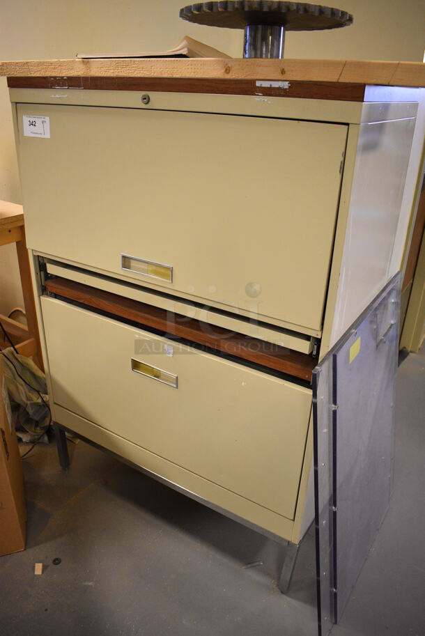 Metal Tan 2 Door Filing Cabinet. 36x18x52. (Midtown 2: Room 130)