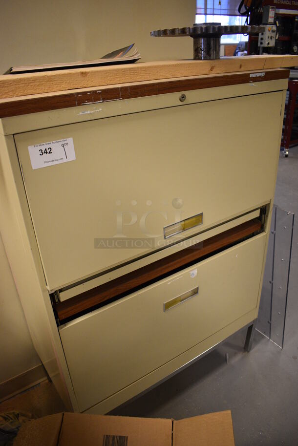 Metal Tan 2 Door Filing Cabinet. 36x18x52. (Midtown 2: Room 130) - Image 3 of 3