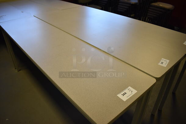 2 Gray Table on Metal Legs. 72x18x29. 2 Times Your Bid! (Midtown 2: Room 130) - Image 2 of 3
